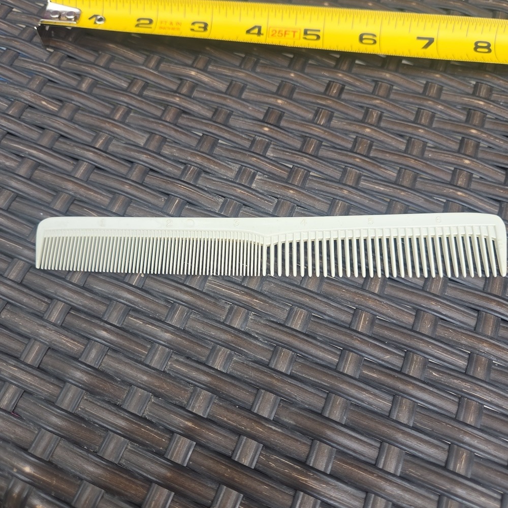 Plastic Off White Hair Comb Styler 7" Vintage Measuring Sections